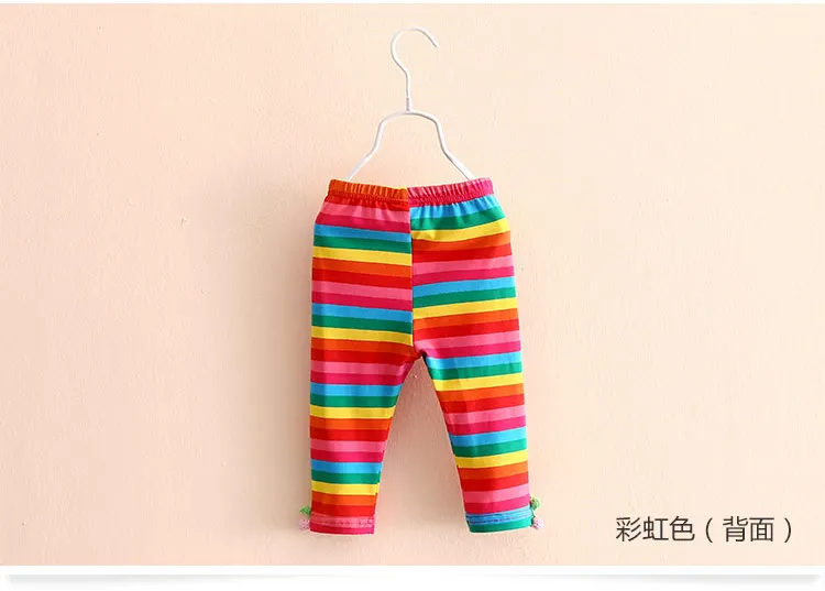 2016 Summer Strawberry Clothing Baby Child Girl Colourful Striped Knee Length Leggings (2)