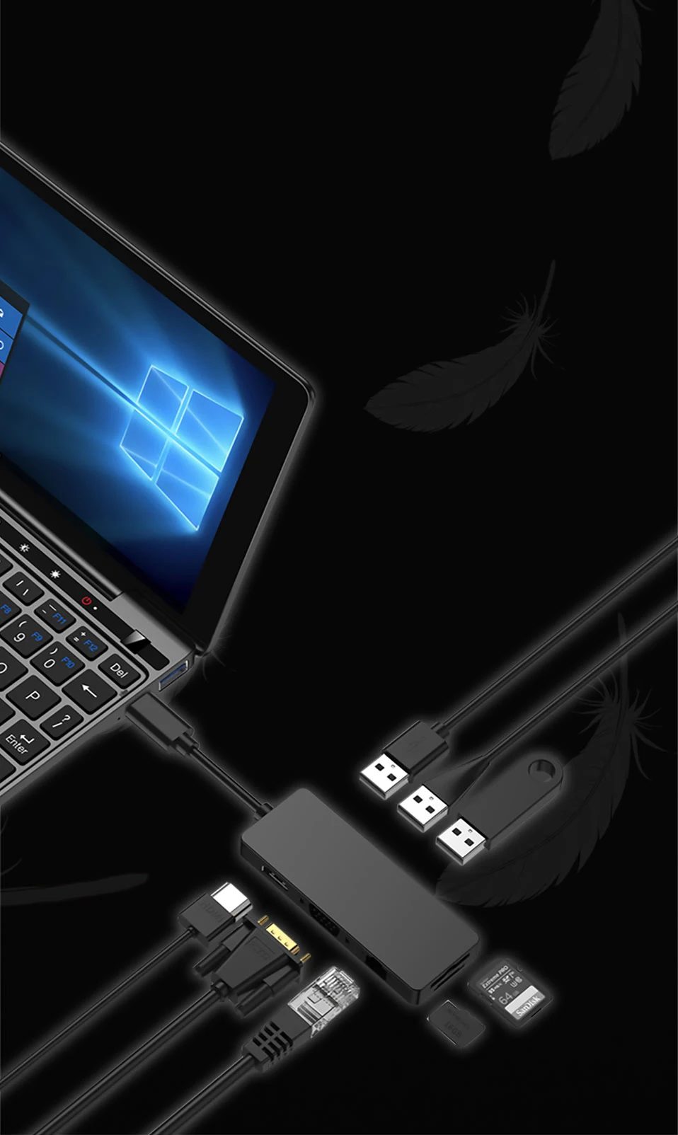 Новый GPD Pocket2 ноутбук 7 "Мини ПК карманный ноутбук UMPC Windows 10 система Процессор m3-8100y 8 ГБ/128 Гб WiFi/Bluetooth ноутбук