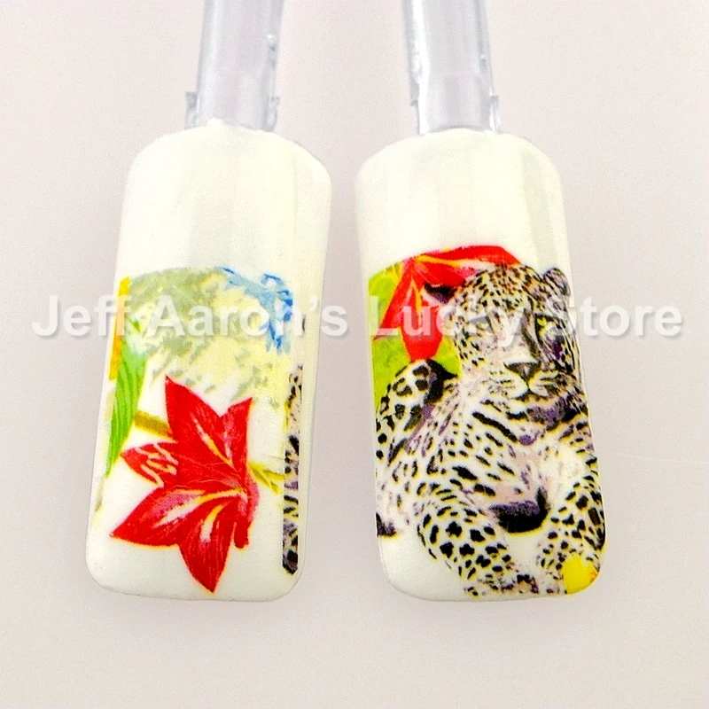 

5 pieces beauty leopard flower design nail art stickers manicure nails water transfer decals foil decorations tool 1488