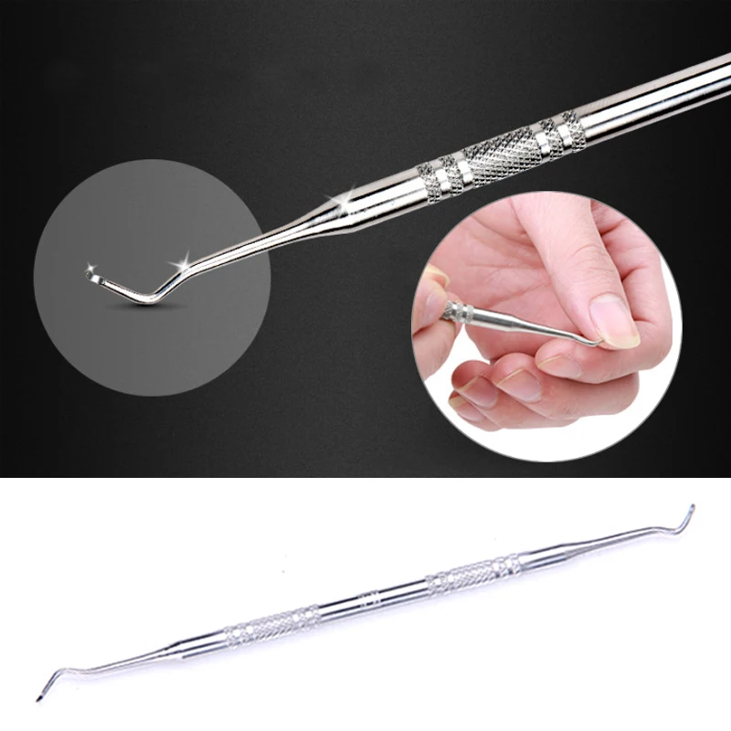 Горячая 1 шт.. Professional Nail Cleaning двухсторонняя головка Ingrown Toe Уход за ногтями на ногах Nail Hook педикюр инструмент