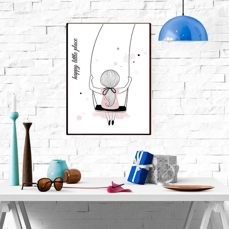 

Pop Carton Girl Paintings Canvas Posters Pictures Art and Prints for Baby Kids Wall Decoration Home Posters without Frame