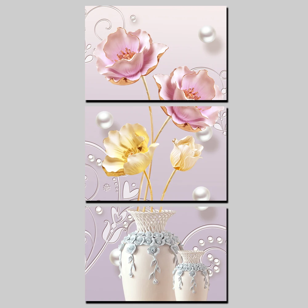 

Free Shipping White Vase Rose Flower Canvas Printings Nordic Decoration HD Prints Posters Printed Floral Painting Wall Pictures