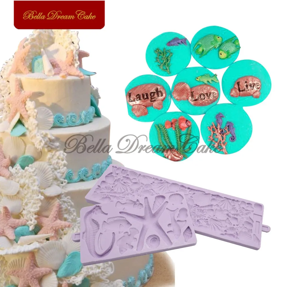 

Seahorse Shell Border Shaped Silicone Mold Fondant Sugarcraft Molds Cake Decorating Tools Chocolate Gumpaste Mould Bakeware