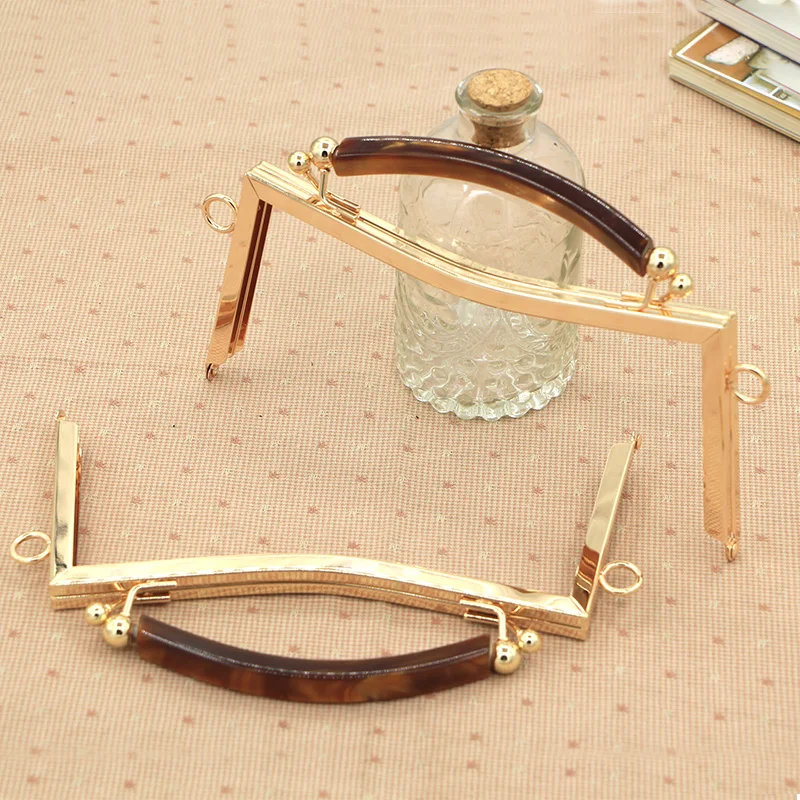 Gold Color Metal Purse Frame Handle Bag Hanger With Acrylic Clasp