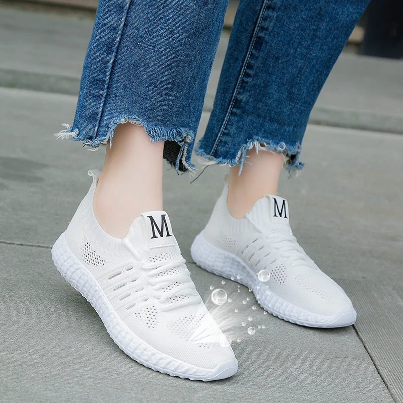 

Lady Summer Leisure Shoes Women 2019 breathable freely Sneakers Light Casual Air Footwear Flyknit Running Shoes Vulcanized Shoe