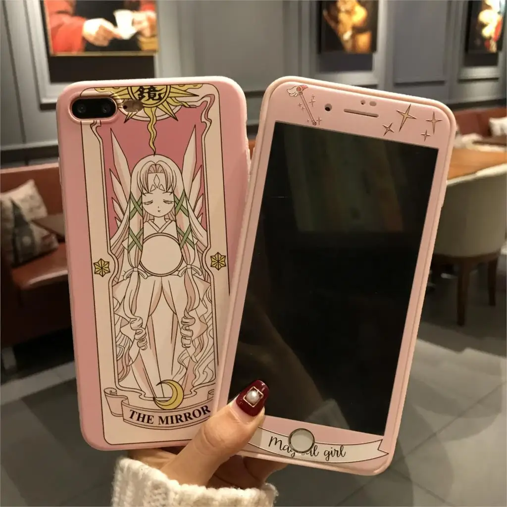 Для iPhone 8 8 plus Чехол+ пленка из закаленного стекла, Япония супер милый Captor SAKURA чехол для iPhone 6 S 6splus 7 7plus Fudas