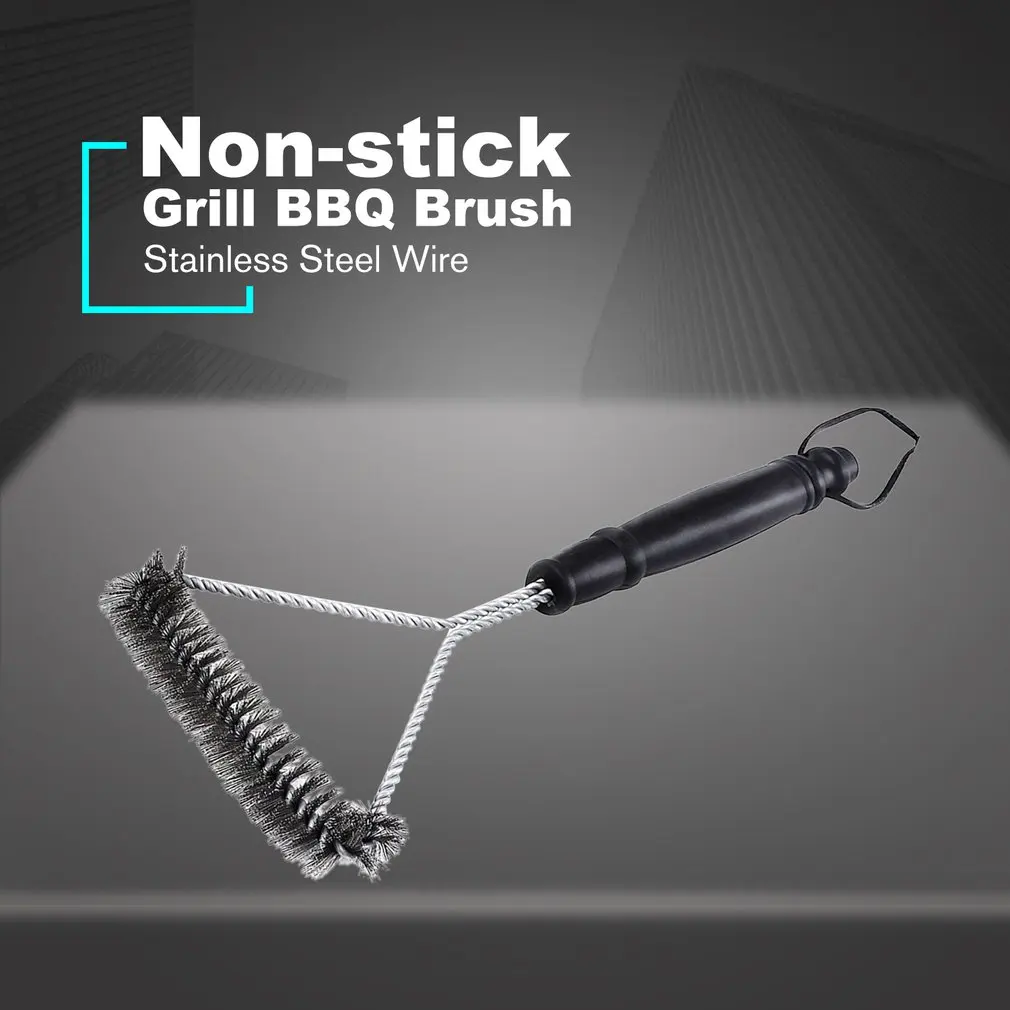 Barbecue Grill BBQ Brush Clean Tool Stainless Steel Wire Bristles Non-stick Gift 
