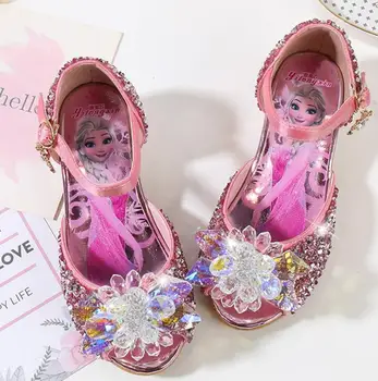 

Summer Girl Sandals Princess High Heels Rhinestone Shoes Children's Shoes Crystal Korean Fashion Dance Shoes High Quality