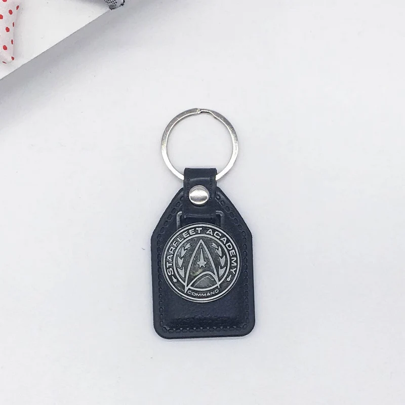 

2018 Custom Men Leather Anime Key Chain Star Trek Keychain Metal Car Key Ring Key Holder Jewelry Gift Souvenirs