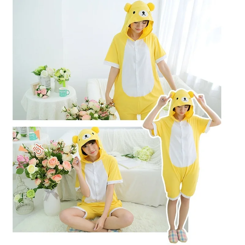 Vanled Лето Унисекс Onesie С Коротким рукавом Пижамы Мультфильм Животных Подростков