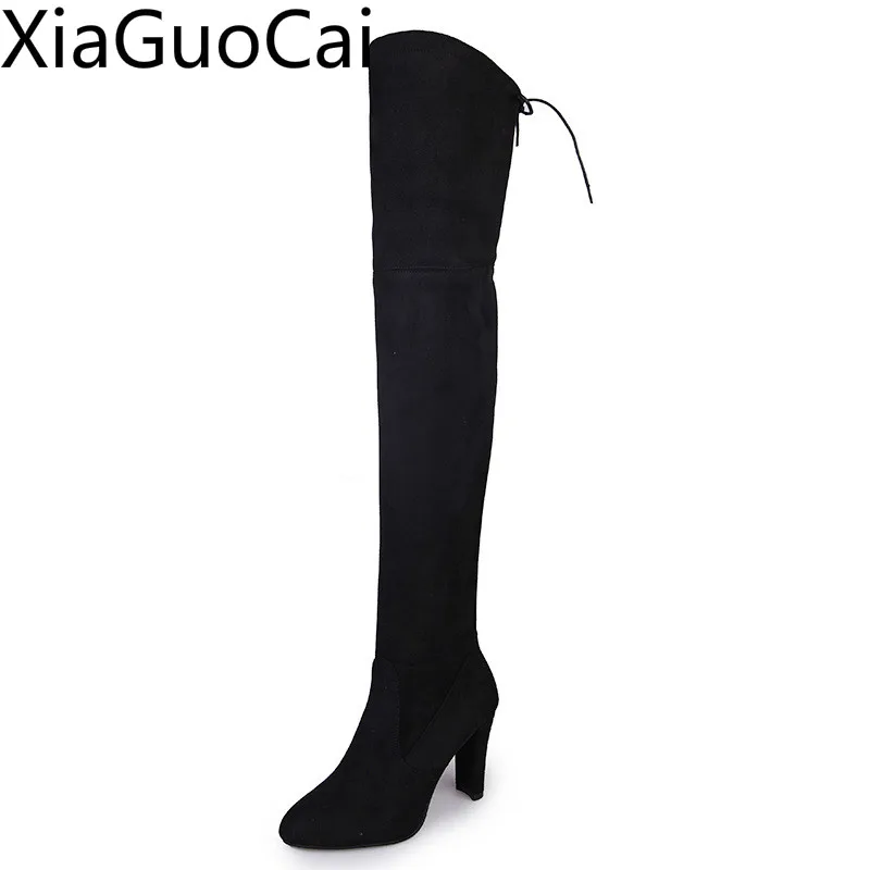 

Winter New Women's High Heel Boots Large Size Matte Over The Knee Women Boots Slip-On Pointed Toe Long Boots for Girls