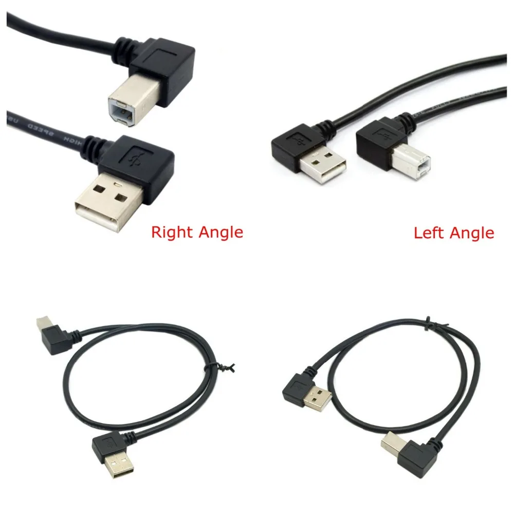 Правый и левый угол USB 2 0 A папа на B Тип BM сканер для принтера под прямым углом 90