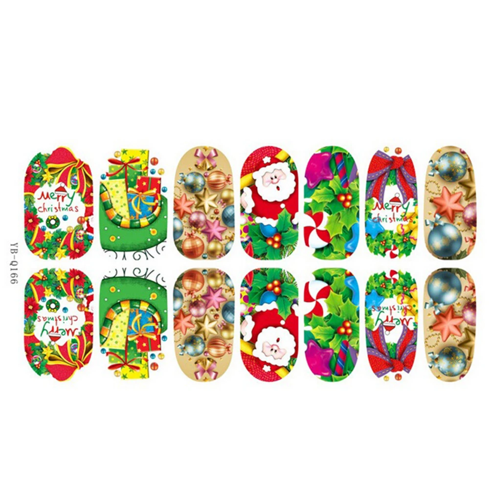 1 лист, 6 стилей, 3D дизайн, наклейки для маникюра, рождественские наклейки для дизайна ногтей, обертывания, украшения, аксессуары для ногтей, новое поступление - Цвет: YBQ166