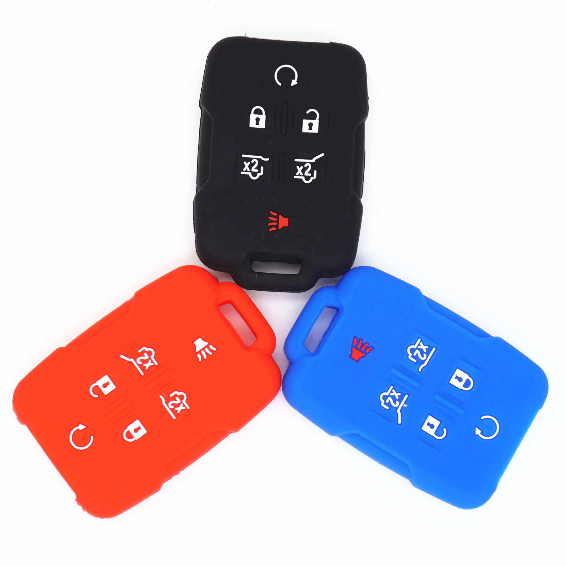

WFMJ Silicone 6 Buttons Smart Remote Key Chain Cover Case for 2015 2016 Chevrolet Tahoe Silverado 1500 2500 3500 HD Suburban