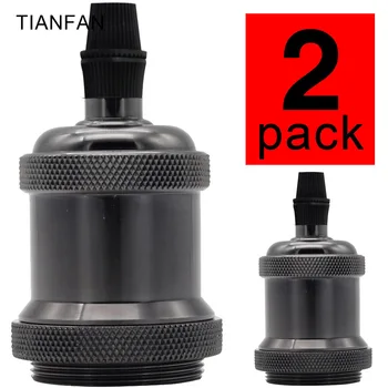 

2PCS/lot antique Gun black Lamp Holder With switch Retro Shell Base Vintage Edison E27 Screw Bulb Pendant Socket Ceiling Light