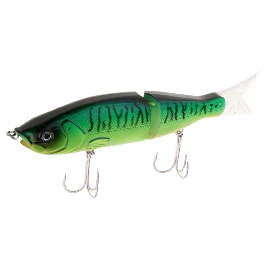 Artificial Bait Fishing 2-Section Multi Jointed Fishing Lures Swimbait with 2 Treble Hooks Minnow Crankbait Artficial Soft Bait