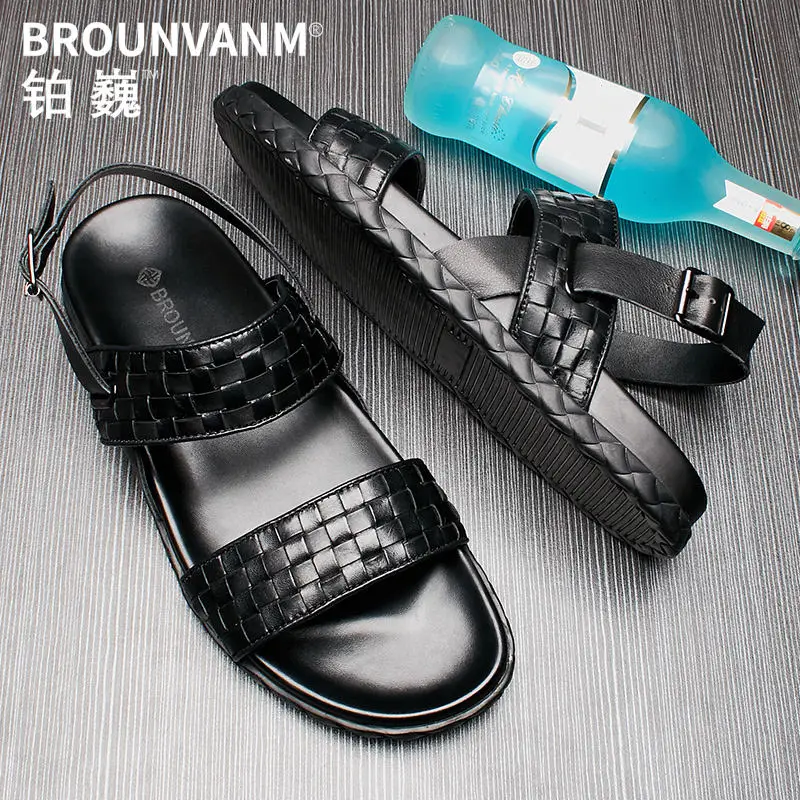 Recommand! Beach Knitted Sandals Men's Trend Outdoor Woven Leather Casual Shoes Sports Sandals in Summer Recommand! Beach Knitted Sandals Men's Trend Outdoor Woven Leather Casual Shoes Sports Sandals in Summer