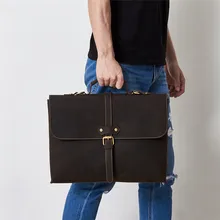 Nesitu Винтаж коричневый Натуральная кожа Crazy Horse кожа мужские сумки-мессенджеры 14 ''ноутбук мужской портфель A4 портфель M6358