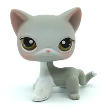 

Lps pet shop Cute pale grey white style Olive eyes pink ear Cat kitty FIGURE TOY DOLL