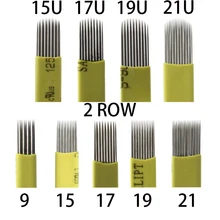 500 шт. туман бровей Иглы двухрядные 9/15 17 19 м/UM игла для татуировки бровей превосходное Microblading лезвие Перманентный макияж ручка-держатель игл