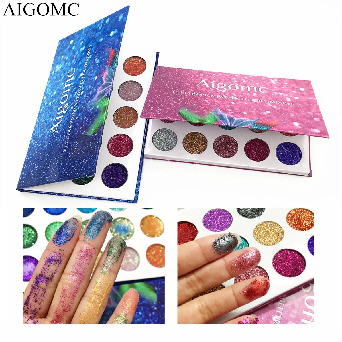 

AIGOMC Eyeshadow 15 Colors Palette Glitter Pressed Glitters Eye shadow Diamond Rainbow Cosmetic Pressed Eye shadow Make Up