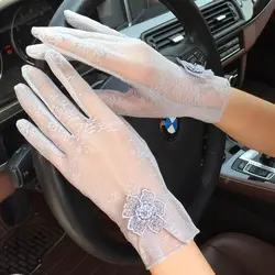 Летние женские перчатки автомобильные кружевные цветочные ледяные шелковые перчатки