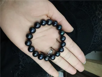 

2pc 10.5-11.5MM natural black pearl near round bracelet particles 7.5Inch