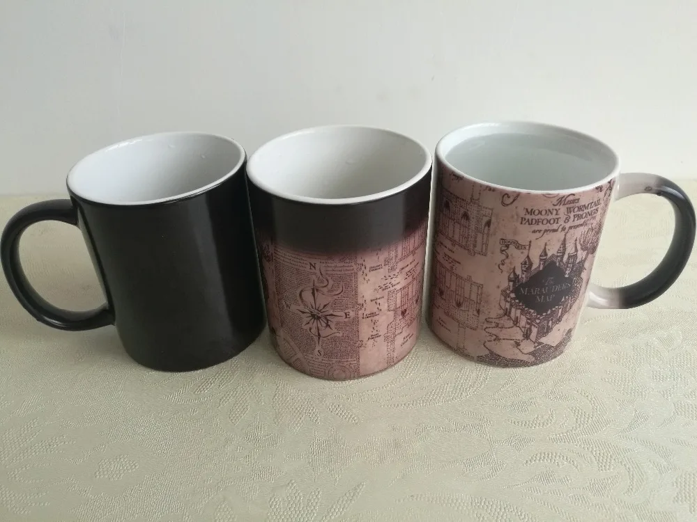 KEYIGOU Harry Potter Inspired Marauders Map Morphing Mug Color Changing Coffee Mug Heat-Sensitive Reactive Ceramic Cup Harry Potter 