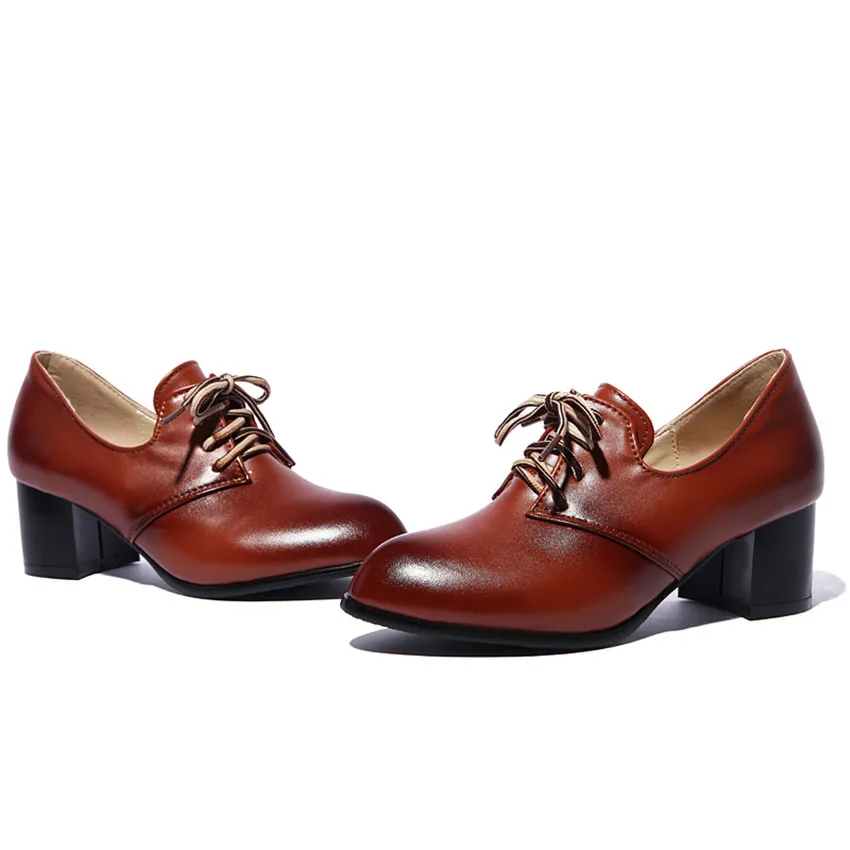 Туфли-лодочки; женские туфли-оксфорды в деловом стиле; женские туфли на высоком квадратном каблуке; Туфли на каблуке «рюмочка»; размеры 34-40, 41, 42, 43 - Цвет: Оранжевый