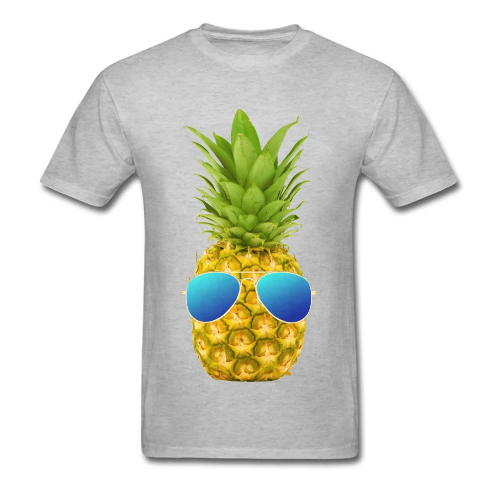 Cool Pineapple Men's 2018 Fashion Funny Tops Shirts Round Neck NEW YEAR DAY Cotton T Shirt Custom Short Sleeve T Shirts Cool Pineapple grey