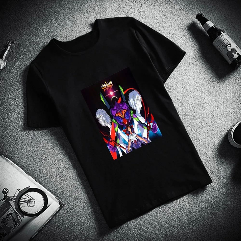 

New 100% Cotton Men Tshirt Neon Genesis Evangelion Anime Print Short Sleeve Top & Tee Fashion Casual Men T Shirt Unisex Clothing