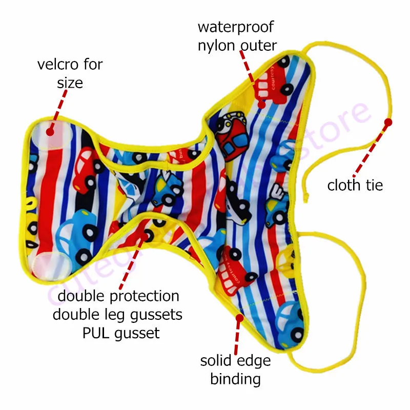 [Милый зеленый] Водонепроницаемый полиэстер ребенка плавать пеленки; Многоразовые Пуль подгузники многоразовый тканевый подгузник;
