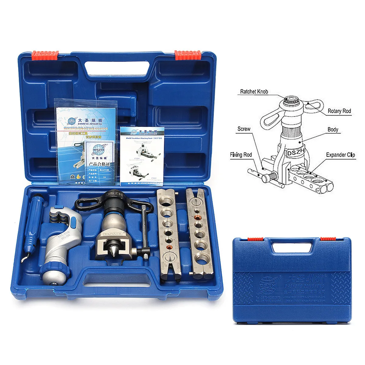 

6-19mm Ratchet Flaring Flare Refrigeration Eccentric Tool Kit Cone+Pipe Cutter Steel Double Ring Bar Copper Aluminum+Metal