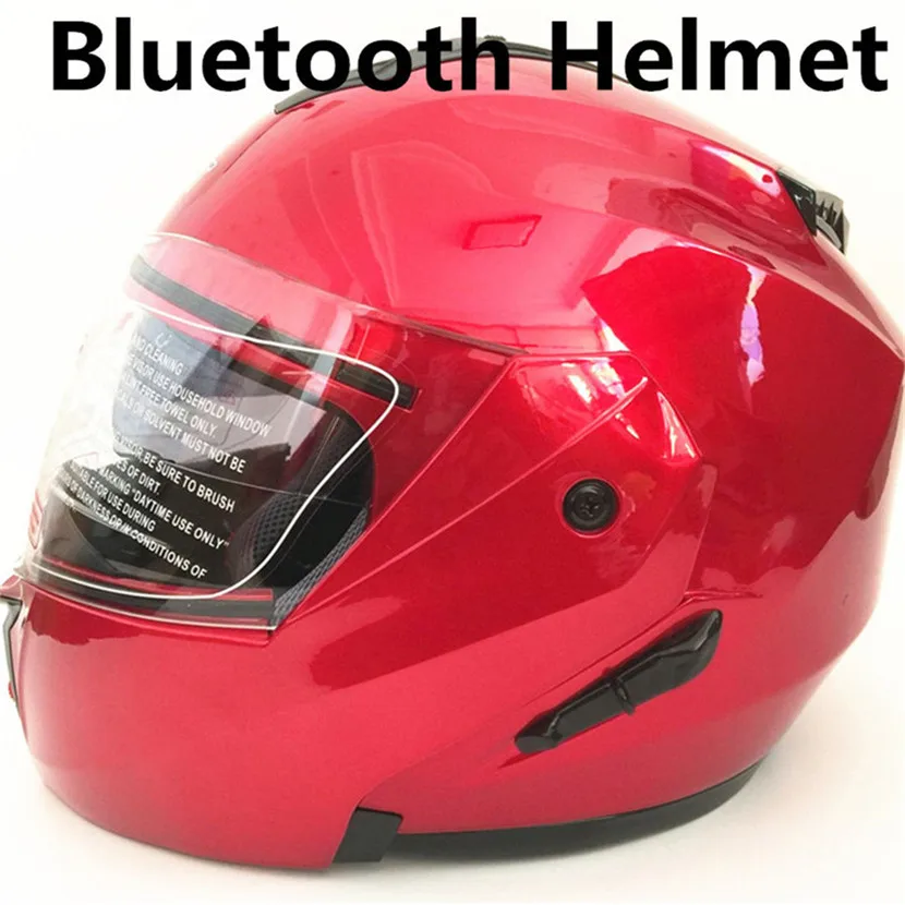 

Red color DOT Bluetooth Phone/Mp3 Modular Helmets Full Face Motorcycle Helmet S+ 2018
