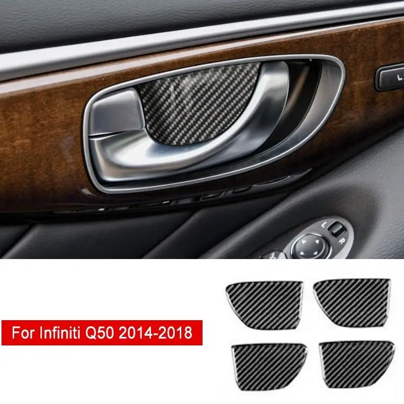 Carbon Fiber Car Inner Door Handle bowl cover trim For Nissan KICKS 2017 2018