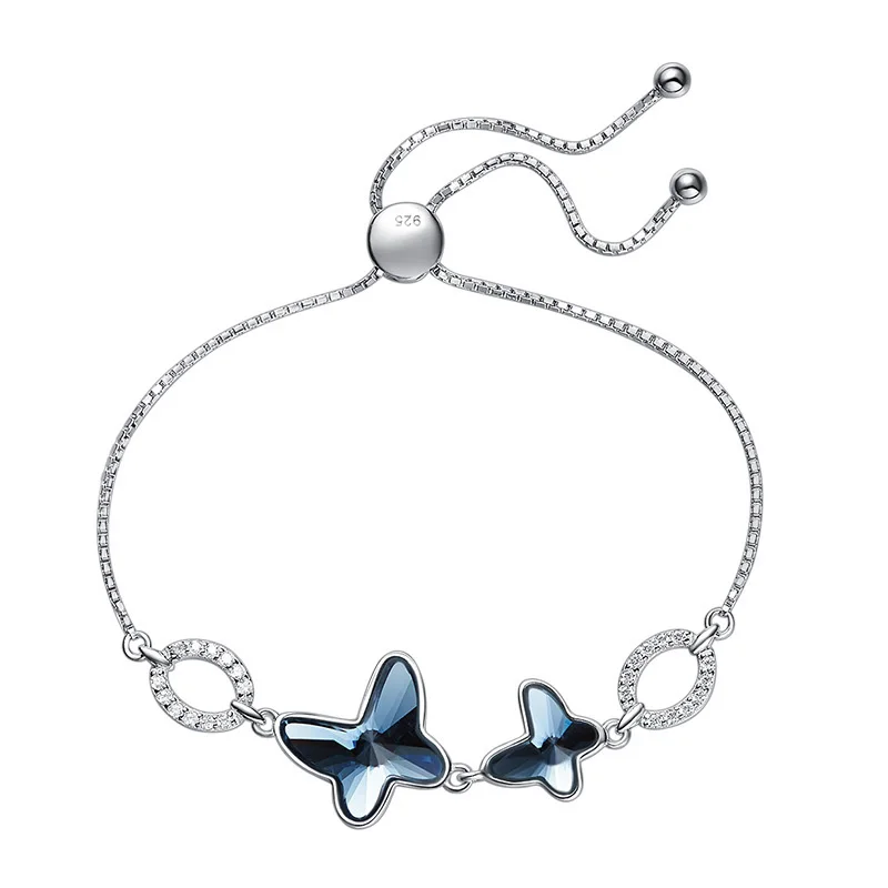 

925 Sterling Silver Embellished with crystals from Swarovski Bracelets for Women Elegant Extraordinary Butterfly