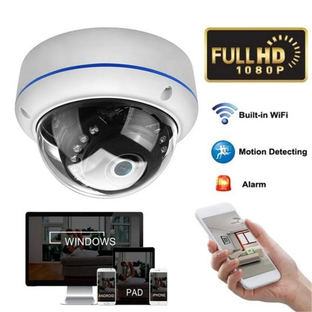 1080P Обнаружение движения инфракрасное ночное видение беспроводная WiFi купольная