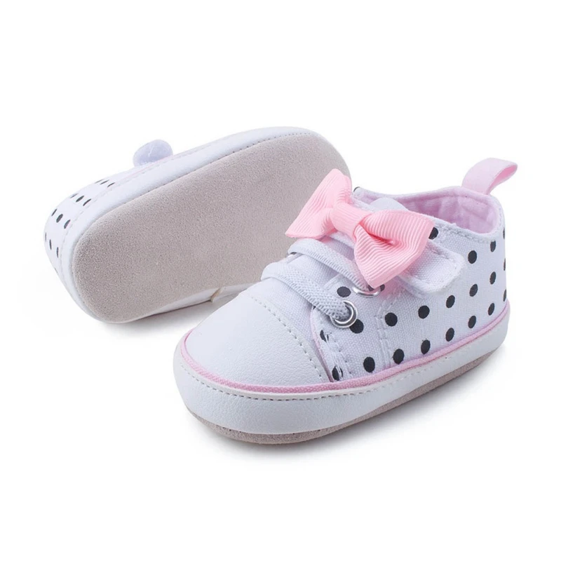

Soft Soled First Walkers Baby Shoes Baby Girls Breathable Dot Print Anti-Slip Shoes Sneakers 0-18M