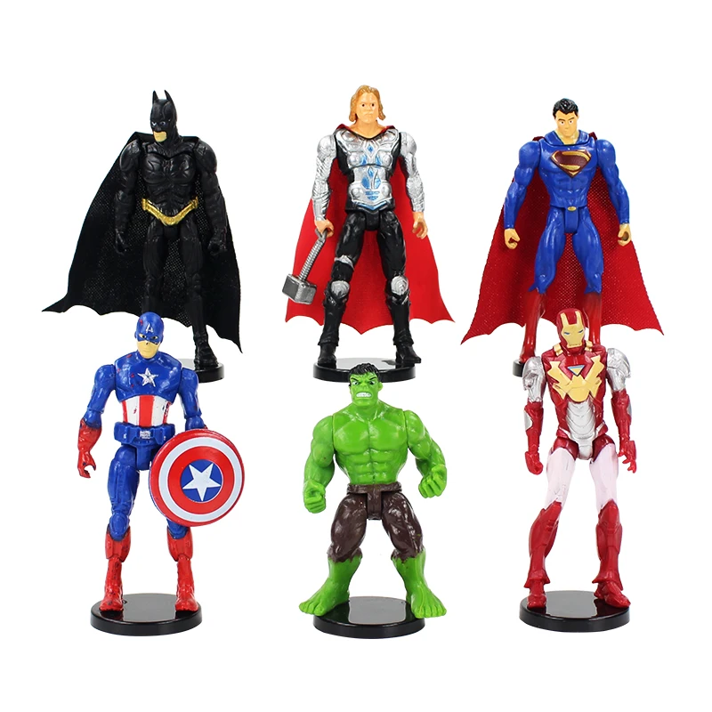 

1pcs 11cm Captain America with black base cool super man superman batman Thor Iron Man figure model toy gift for boys
