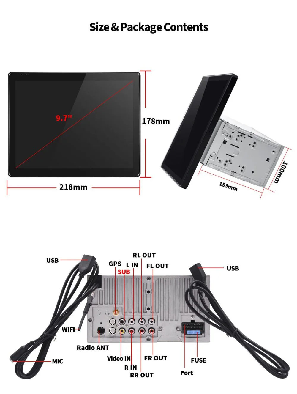 Cheap 9.7" Android 8.1 Steering Wheel Control Head Unit Universal Car Radio Auto Stereo Wifi Bluetooth GPS 1024*768 Rear View Camera 8