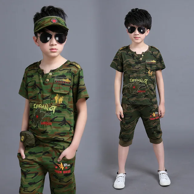 Children Boys Camouflage Clothing Set Summer Fashoin Kids Army Clothes