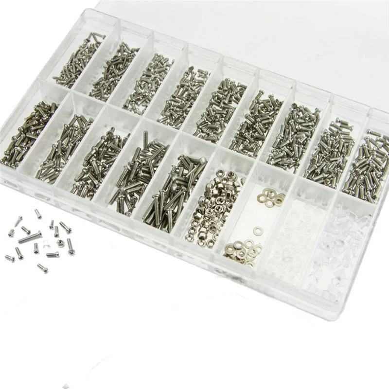 

Universal 1000pcs Assorted Tiny Precision Screws Nut Watch Eyeglass Glasses Phone Tablet Repair Tool Set Kit