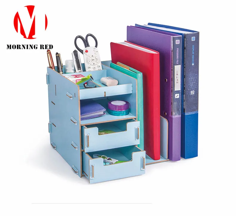 

Office Desktop Wood Storage Box Multilayer Drawer Type Stationery Remote Control Book File Rack Pen Holder Makeup Organizer