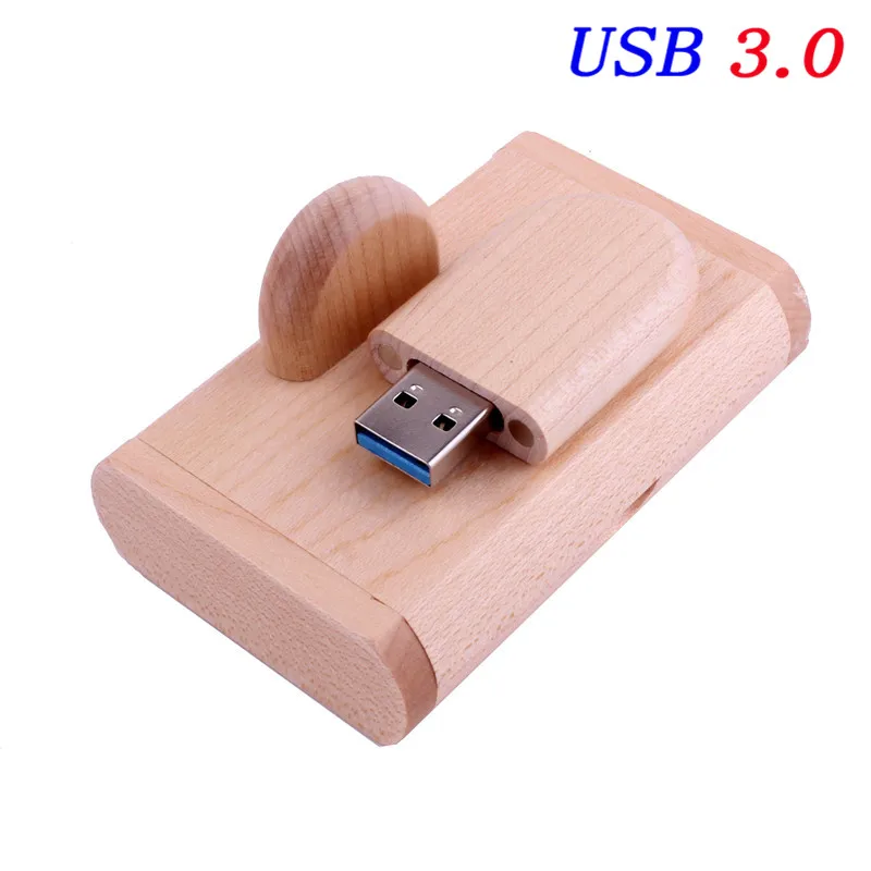 POWERONE USB 3,0 логотип на заказ Деревянный usb+ коробка персональный логотип ручка-накопитель 8 ГБ 16 ГБ 32 ГБ 64 Гб usb флеш-накопитель Флешка карта памяти - Цвет: Maple with box