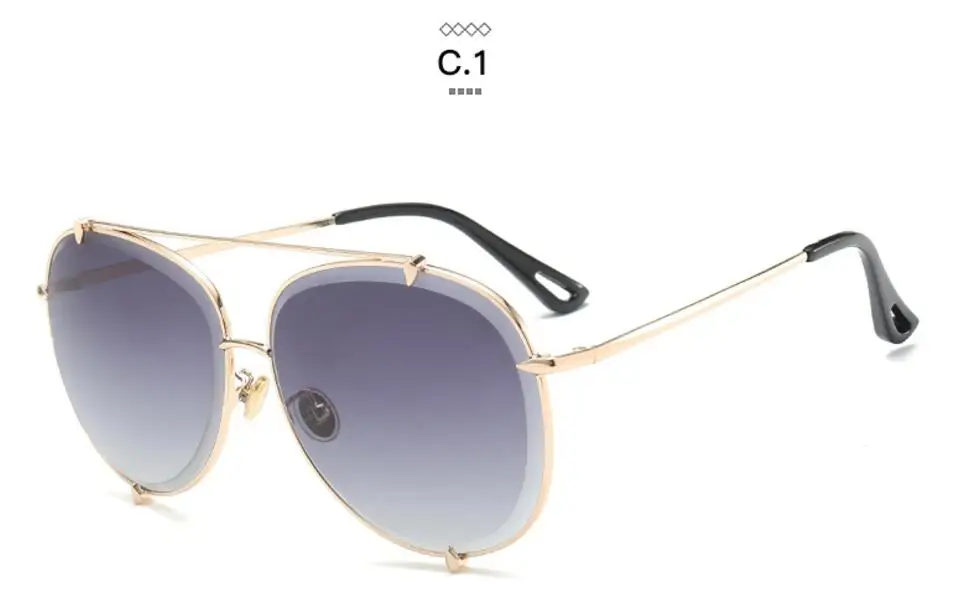 Модные градиентные солнцезащитные очки женские роскошные дизайнерские солнцезащитные очки для пилота женские градиентные оттенки Модные очки - Цвет линз: C1 Gold Gray