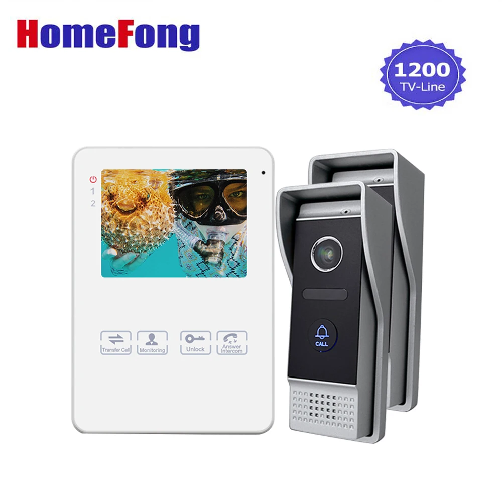 Homefong 4 Inch Video Doorbell System 2 Outdoor Station 1