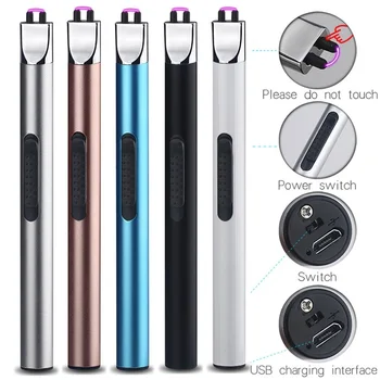 

2019 Slim And Long Safe BBQ Candle Ignition Electric Pulsed Arc Lighter Flameless Safe CigaretteRechargeable USB Lighters