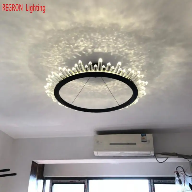 Regron пост современная люстра круглый большой кристалл Led Lamparas для церкви гостиной