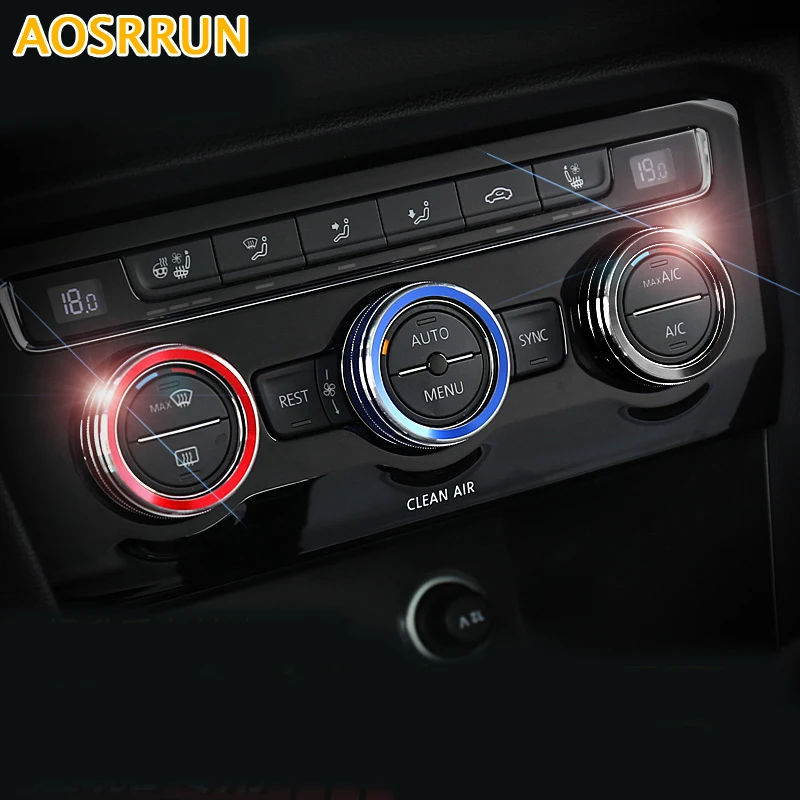 AOSRRUN Aluminum alloy font b Interior b font Air conditioning knob ring decoration Car Accessories For