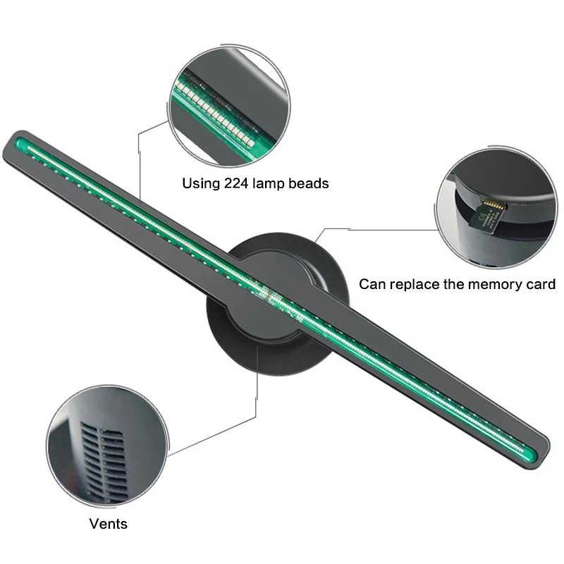 3D светодиодный Wi-Fi рекламы голографический проектор вентилятор голограмма голографический дисплей плеер рекламы с SD Wi-Fi